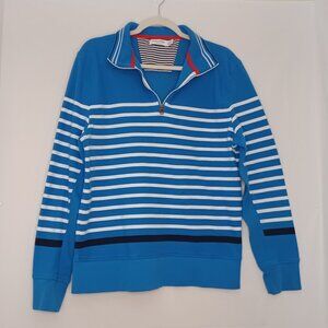 Men's Nautica 100% Cotton Blue & White Striped Sweater Slim Fit Size Large